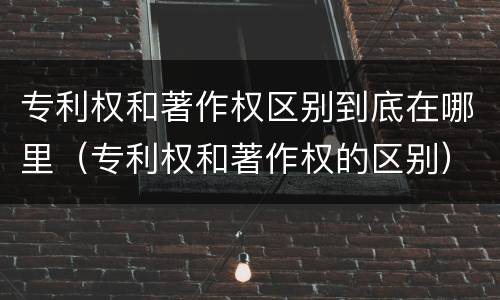 专利权和著作权区别到底在哪里（专利权和著作权的区别）