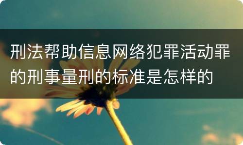 刑法帮助信息网络犯罪活动罪的刑事量刑的标准是怎样的