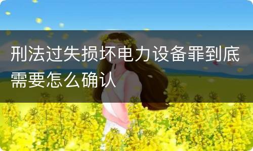 刑法过失损坏电力设备罪到底需要怎么确认