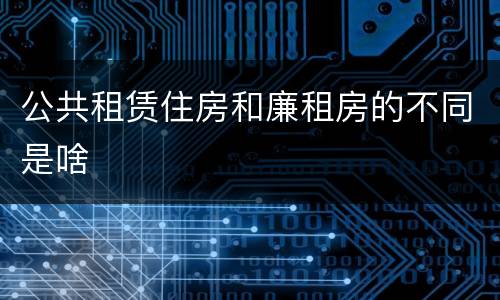 公共租赁住房和廉租房的不同是啥