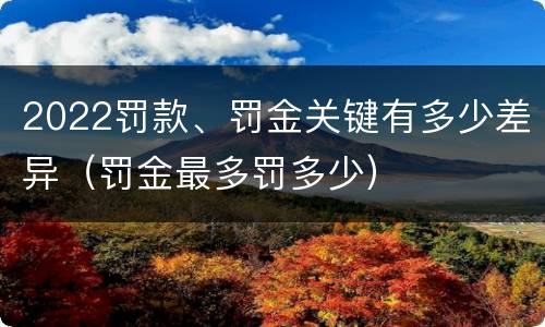 2022罚款、罚金关键有多少差异（罚金最多罚多少）