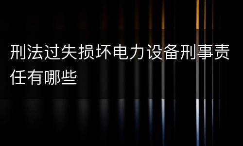 刑法过失损坏电力设备刑事责任有哪些