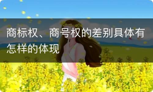 商标权、商号权的差别具体有怎样的体现