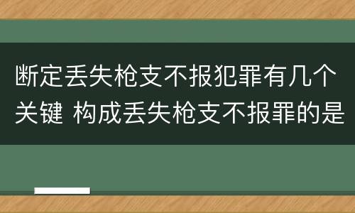 断定丢失枪支不报犯罪有几个关键 构成丢失枪支不报罪的是