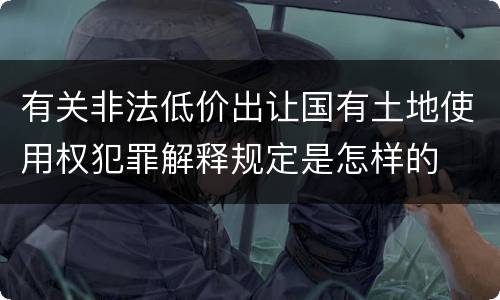 有关非法低价出让国有土地使用权犯罪解释规定是怎样的