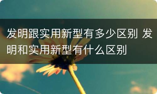 发明跟实用新型有多少区别 发明和实用新型有什么区别