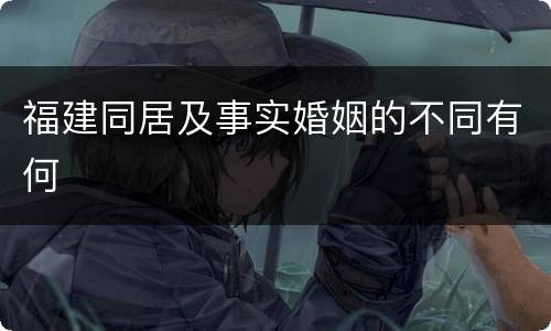 福建同居及事实婚姻的不同有何