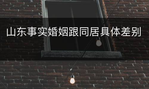山东事实婚姻跟同居具体差别