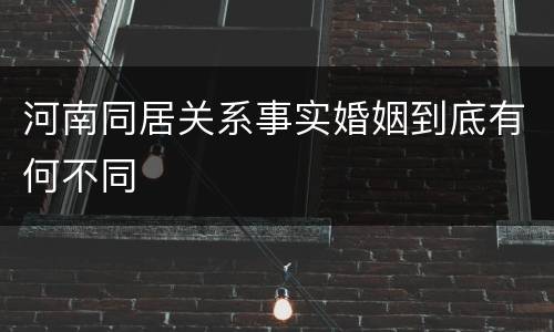 河南同居关系事实婚姻到底有何不同