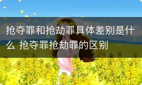 抢夺罪和抢劫罪具体差别是什么 抢夺罪抢劫罪的区别