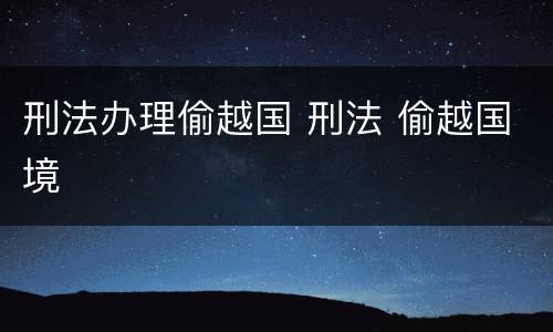 刑法办理偷越国 刑法 偷越国境
