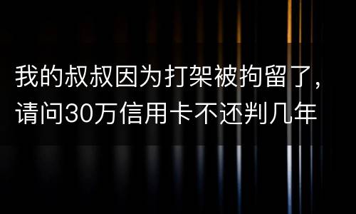 我的叔叔因为打架被拘留了，请问30万信用卡不还判几年