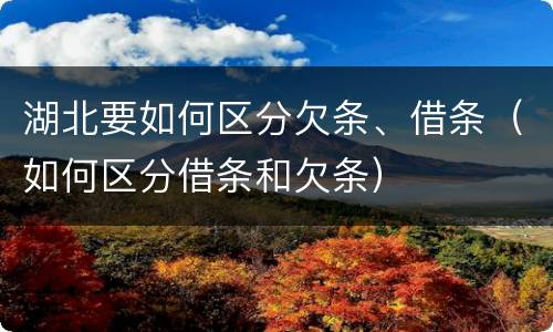 湖北要如何区分欠条、借条（如何区分借条和欠条）