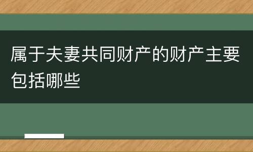 属于夫妻共同财产的财产主要包括哪些