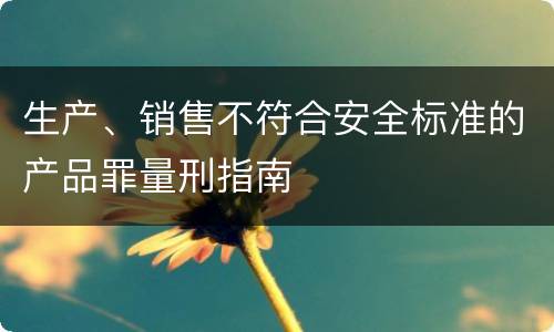 生产、销售不符合安全标准的产品罪量刑指南