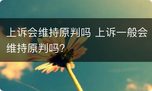 上诉会维持原判吗 上诉一般会维持原判吗?
