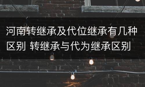河南转继承及代位继承有几种区别 转继承与代为继承区别