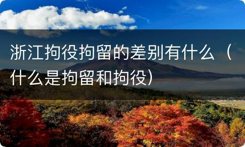 浙江拘役拘留的差别有什么（什么是拘留和拘役）