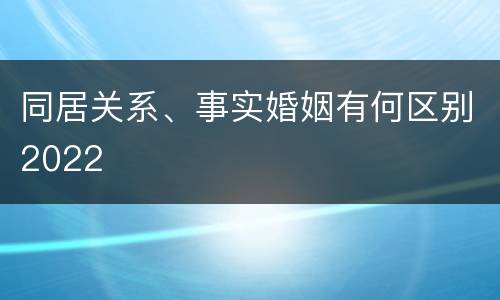 同居关系、事实婚姻有何区别2022
