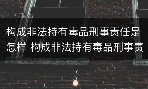 构成非法持有毒品刑事责任是怎样 构成非法持有毒品刑事责任是怎样的