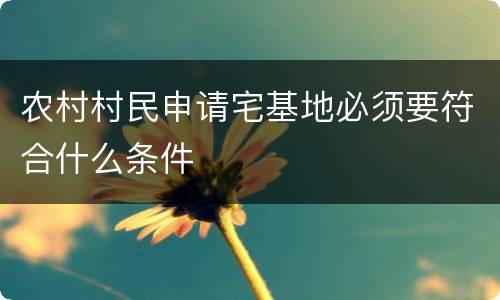 农村村民申请宅基地必须要符合什么条件