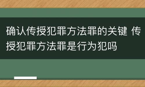 确认传授犯罪方法罪的关键 传授犯罪方法罪是行为犯吗