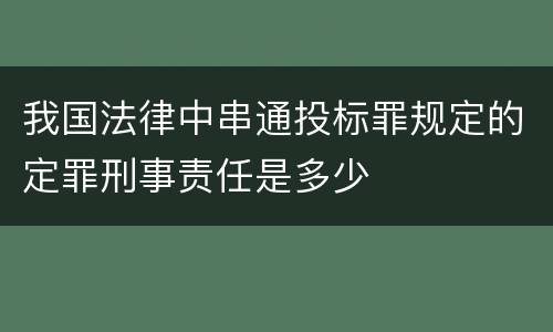 我国法律中串通投标罪规定的定罪刑事责任是多少