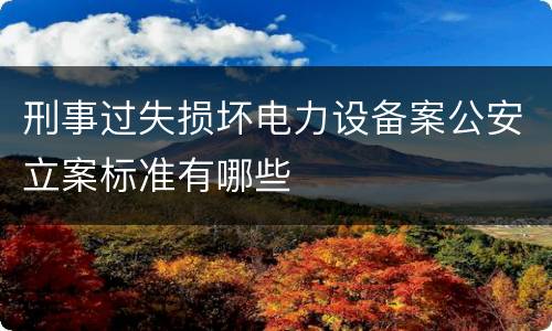 刑事过失损坏电力设备案公安立案标准有哪些