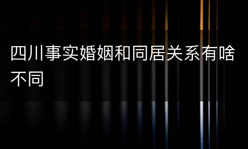 四川事实婚姻和同居关系有啥不同