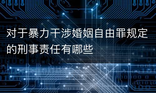 对于暴力干涉婚姻自由罪规定的刑事责任有哪些
