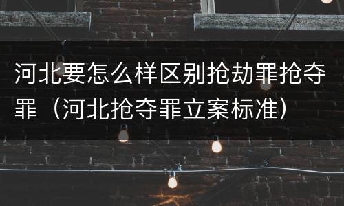 河北要怎么样区别抢劫罪抢夺罪（河北抢夺罪立案标准）