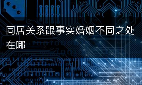 同居关系跟事实婚姻不同之处在哪