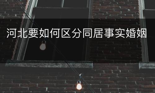 河北要如何区分同居事实婚姻