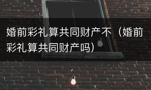 婚前彩礼算共同财产不（婚前彩礼算共同财产吗）