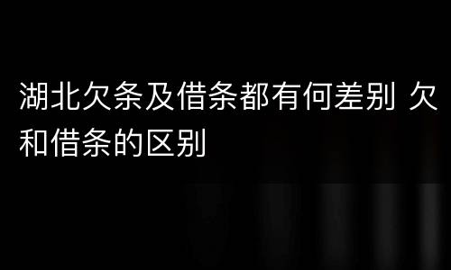 湖北欠条及借条都有何差别 欠和借条的区别