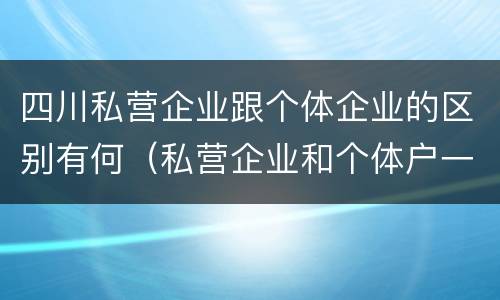 四川私营企业跟个体企业的区别有何（私营企业和个体户一样吗）