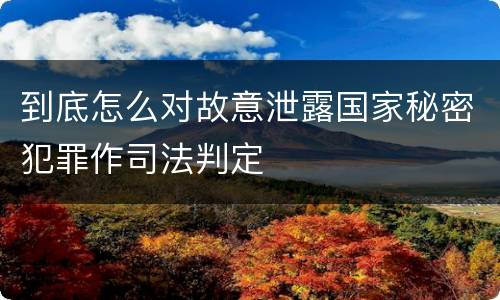 到底怎么对故意泄露国家秘密犯罪作司法判定