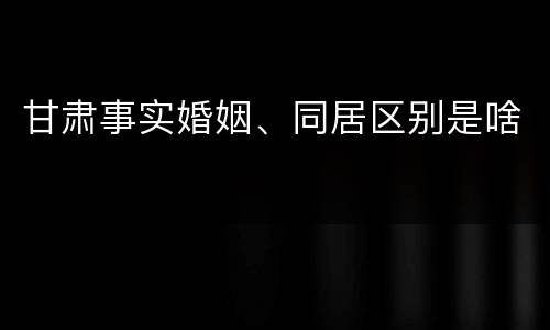 甘肃事实婚姻、同居区别是啥