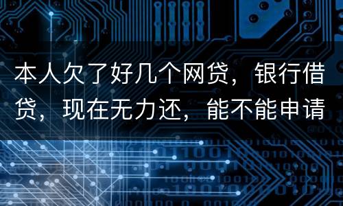 本人欠了好几个网贷，银行借贷，现在无力还，能不能申请破产