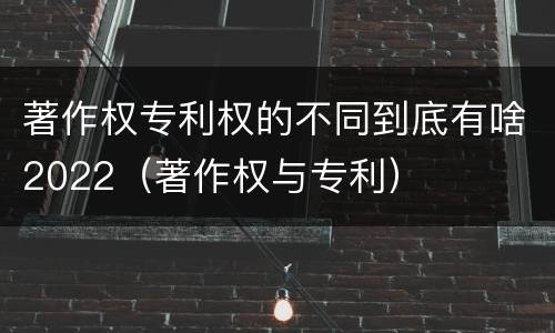 著作权专利权的不同到底有啥2022（著作权与专利）