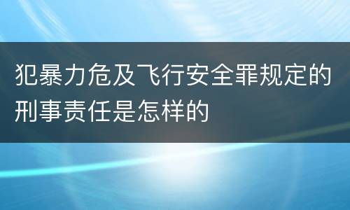 犯暴力危及飞行安全罪规定的刑事责任是怎样的
