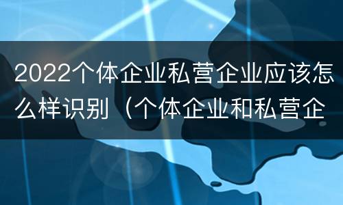2022个体企业私营企业应该怎么样识别（个体企业和私营企业）