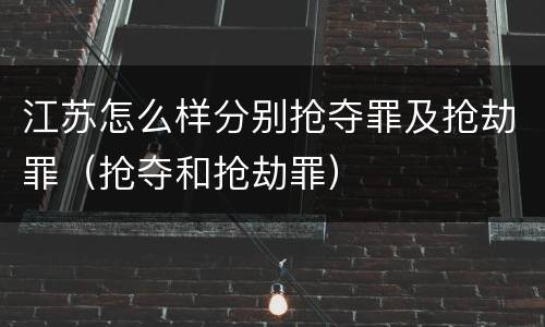 江苏怎么样分别抢夺罪及抢劫罪（抢夺和抢劫罪）