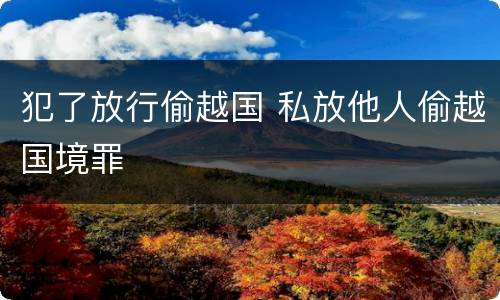 犯了放行偷越国 私放他人偷越国境罪