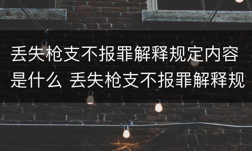 丢失枪支不报罪解释规定内容是什么 丢失枪支不报罪解释规定内容是什么意思