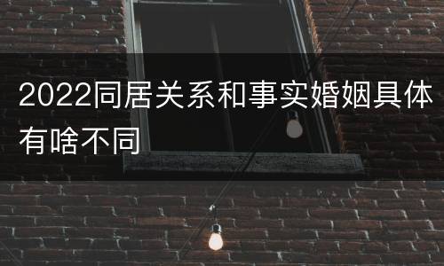 2022同居关系和事实婚姻具体有啥不同
