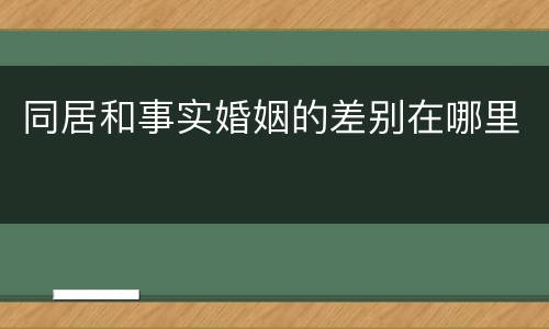 同居和事实婚姻的差别在哪里