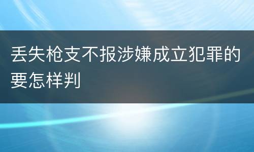 丢失枪支不报涉嫌成立犯罪的要怎样判