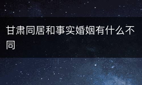 甘肃同居和事实婚姻有什么不同