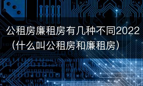 公租房廉租房有几种不同2022（什么叫公租房和廉租房）